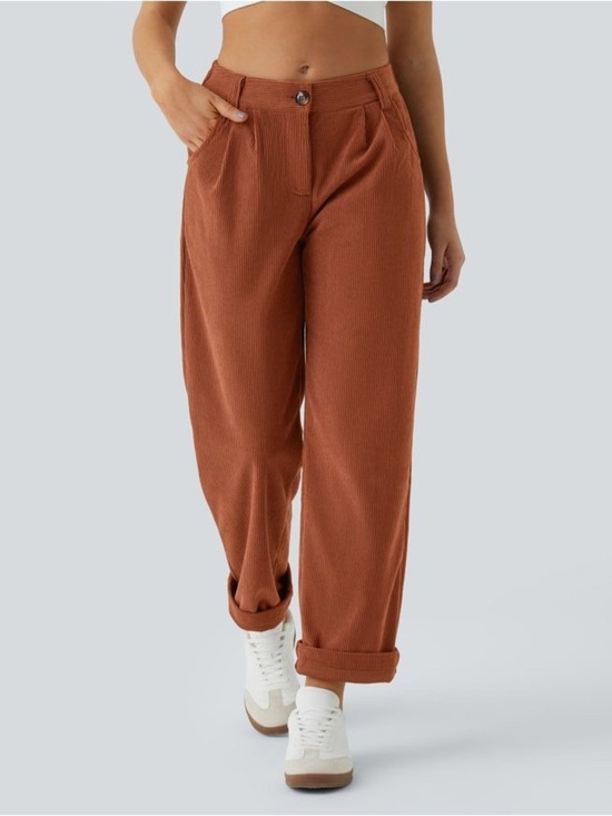 HALARA Pants - NWT HALARA Mid Rise Zipper Pocket Corduroy Casual Pants Size Medium